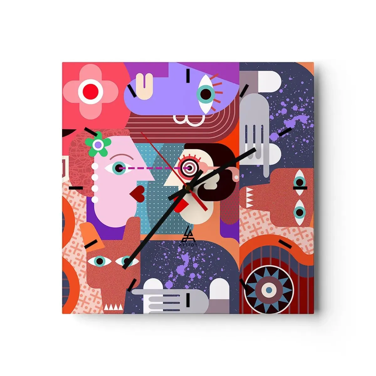 Orologio da parete - Orologio in Vetro - Faccia a faccia - 40x40 cm