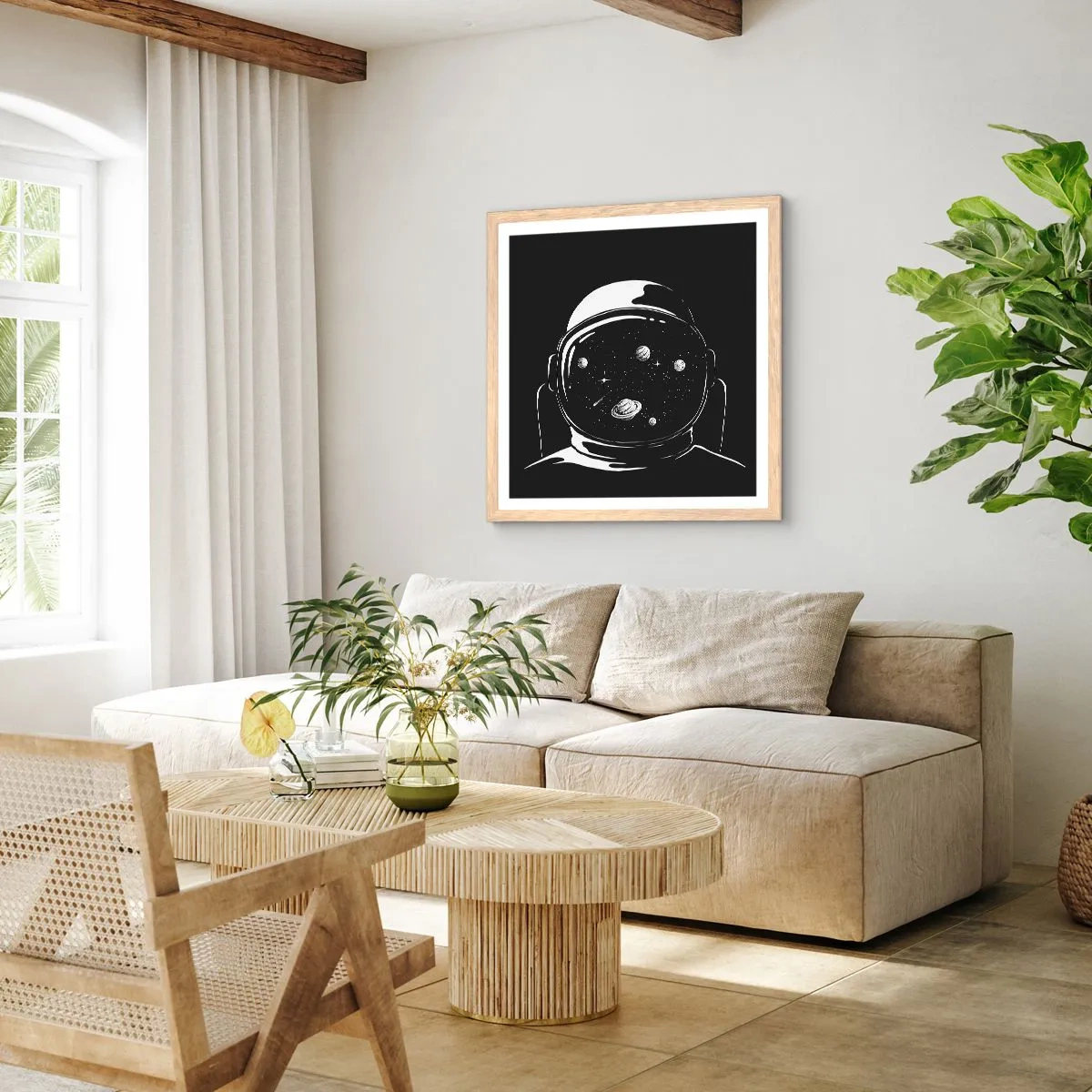 Poster in cornice rovere chiaro - Panorama niente male - 40x40 cm