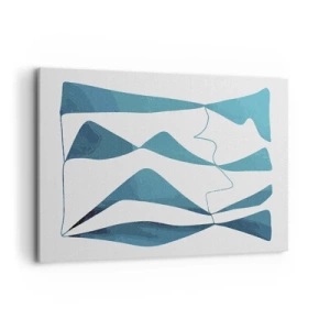 Quadro su tela - Stampe su Tela - Forme astratte nelle tonalità del blu su sfondo bianco - 120x80cm - Astrazione: legame turchese - Decorazione murale moderna per soggiorno e camera da letto ARTTOR