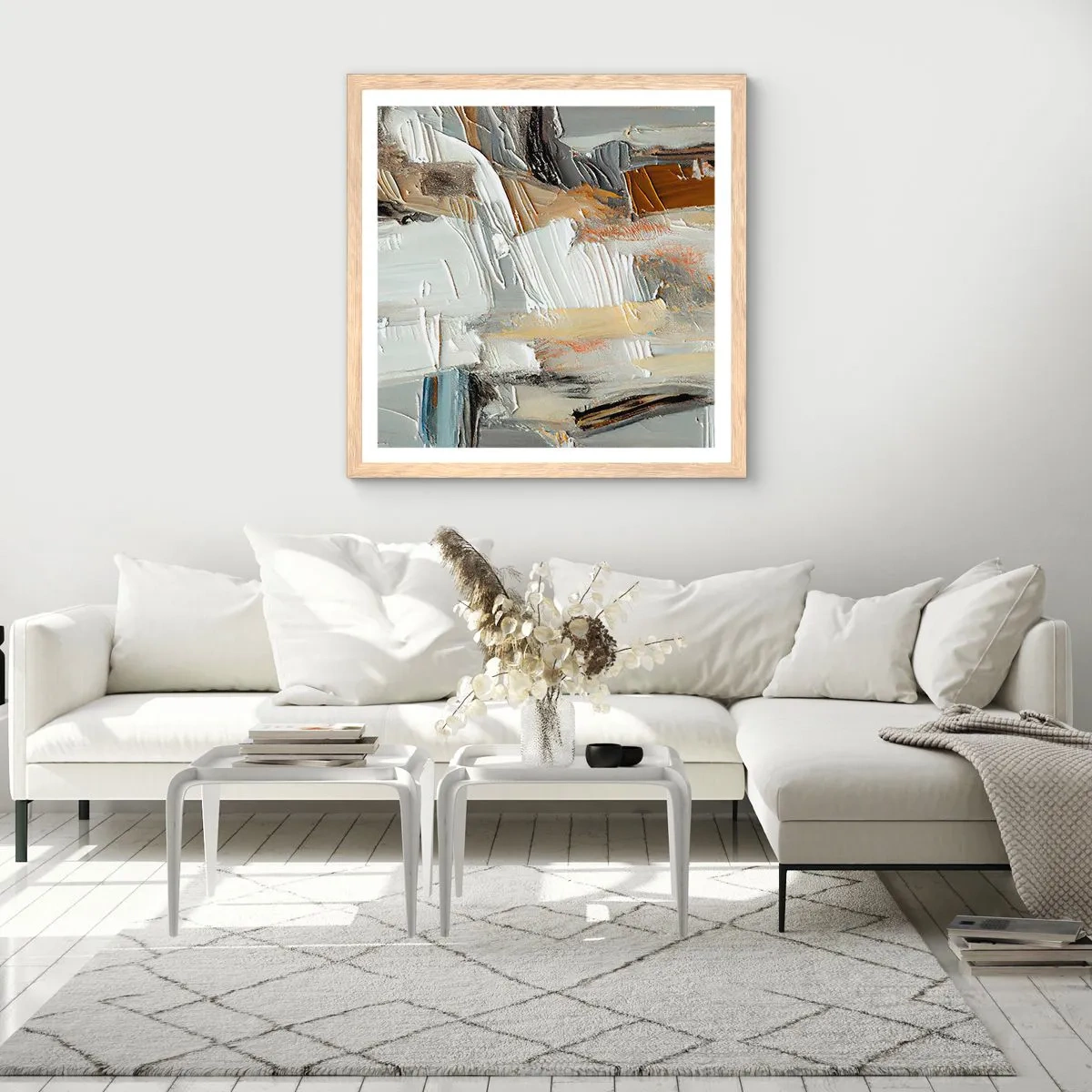Poster in cornice rovere chiaro - Strati colorati - 60x60 cm