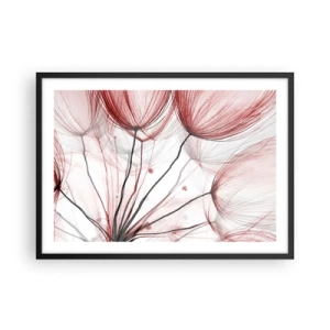 Poster in cornice nera - Delicati fiori nei toni del rosso su uno sfondo chiaro - 70x50cm - Prima del decollo - Decorazione murale moderna per soggiorno e camera da letto ARTTOR