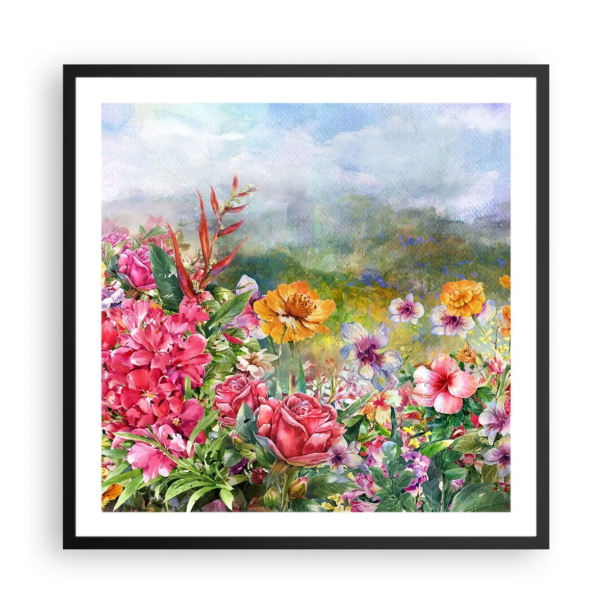 Poster in cornice nera - Il giardino impazzito - 60x60 cm