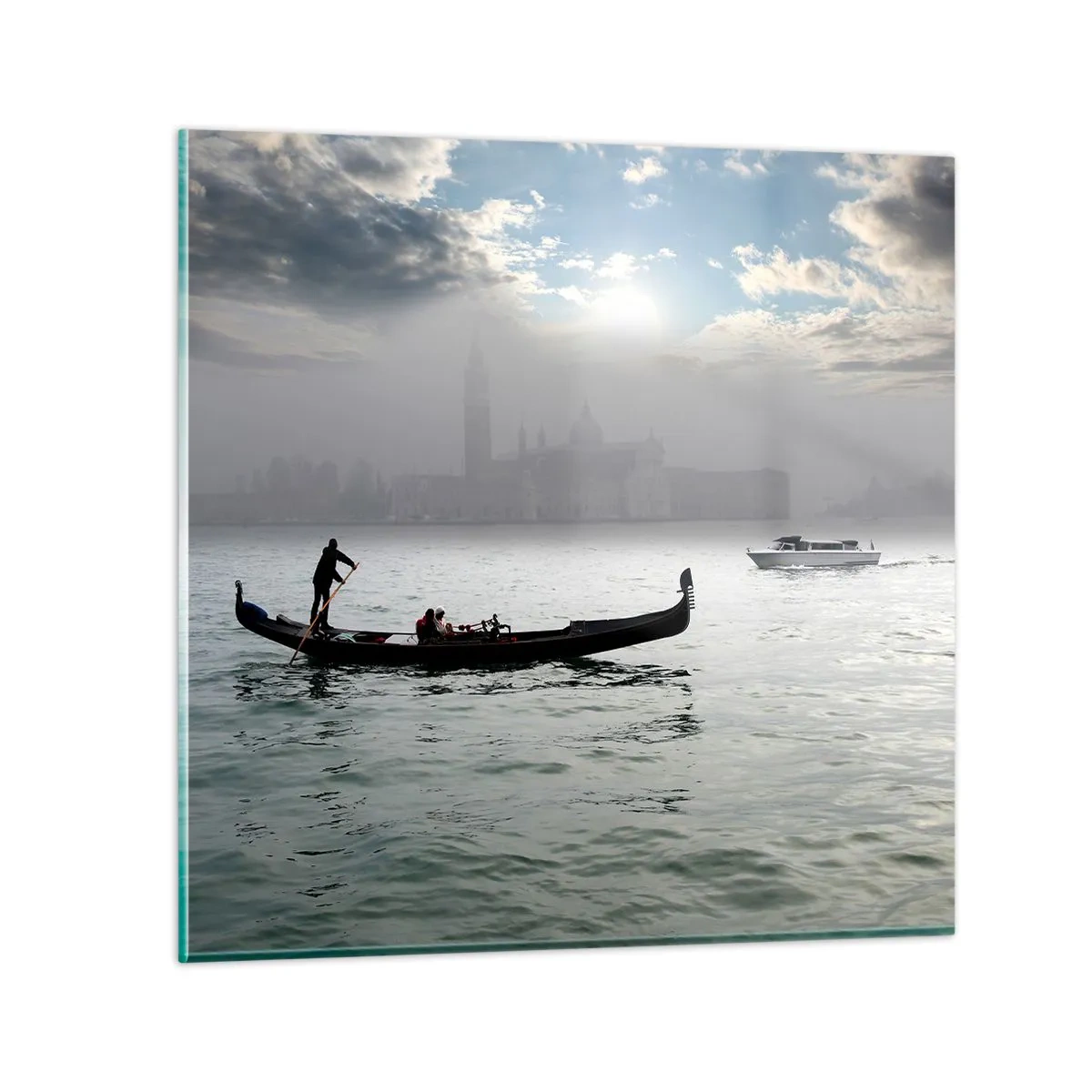 Quadro su vetro - Città magica di acqua e nebbia - 30x30 cm
