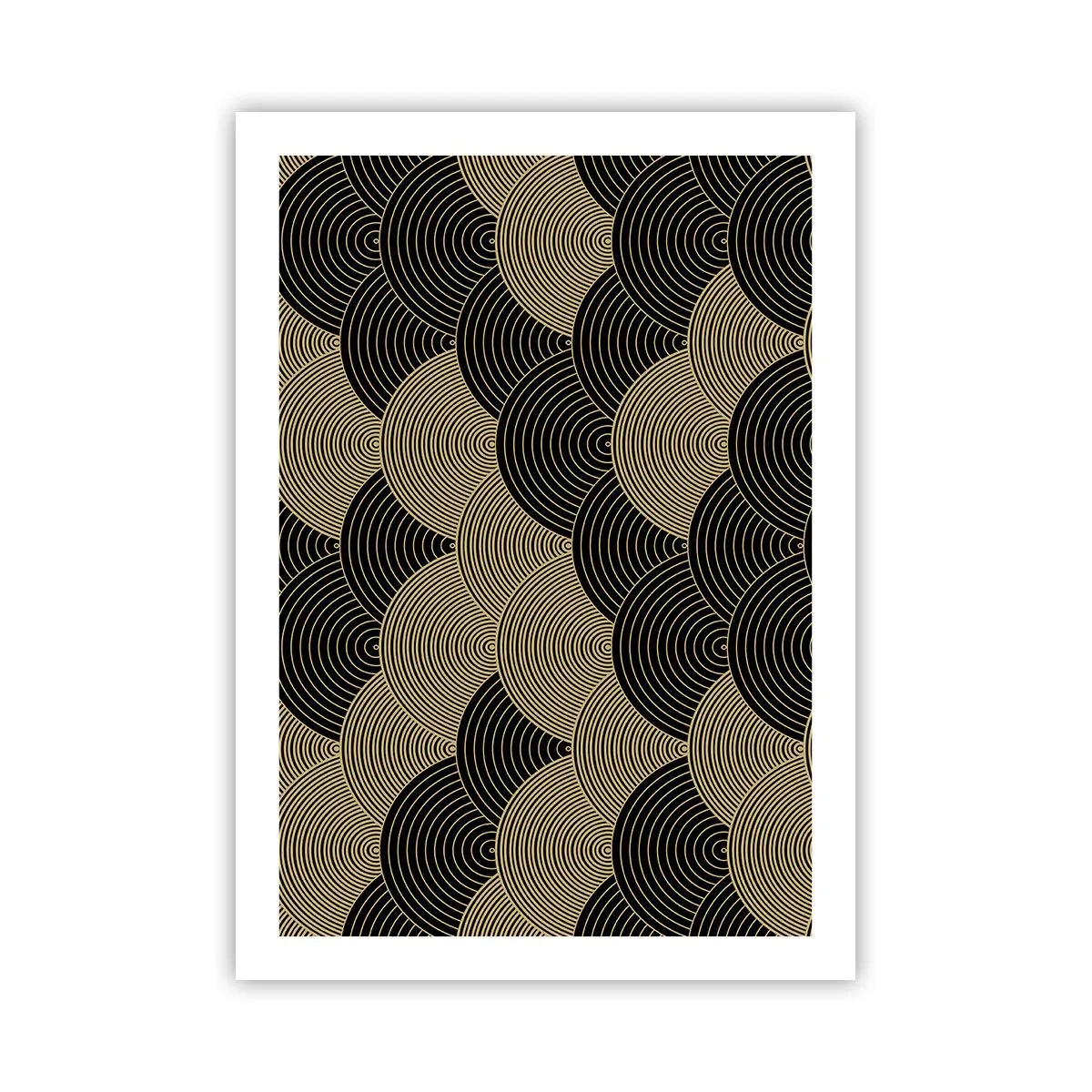 Poster - Motivo astratto con cerchi neri e dorati - 50x70cm - Unità nella molteplicità - Decorazione murale moderna per soggiorno e camera da letto ARTTOR