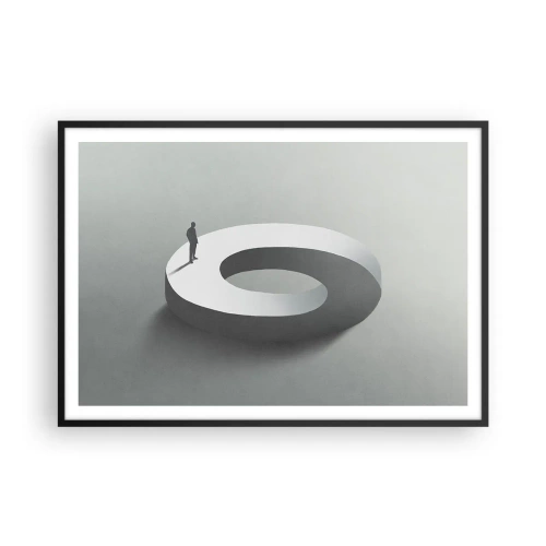Poster in cornice nera - Un uomo su una struttura grigia e astratta - 100x70cm - Prova a cavartela - Decorazione murale moderna per soggiorno e camera da letto ARTTOR