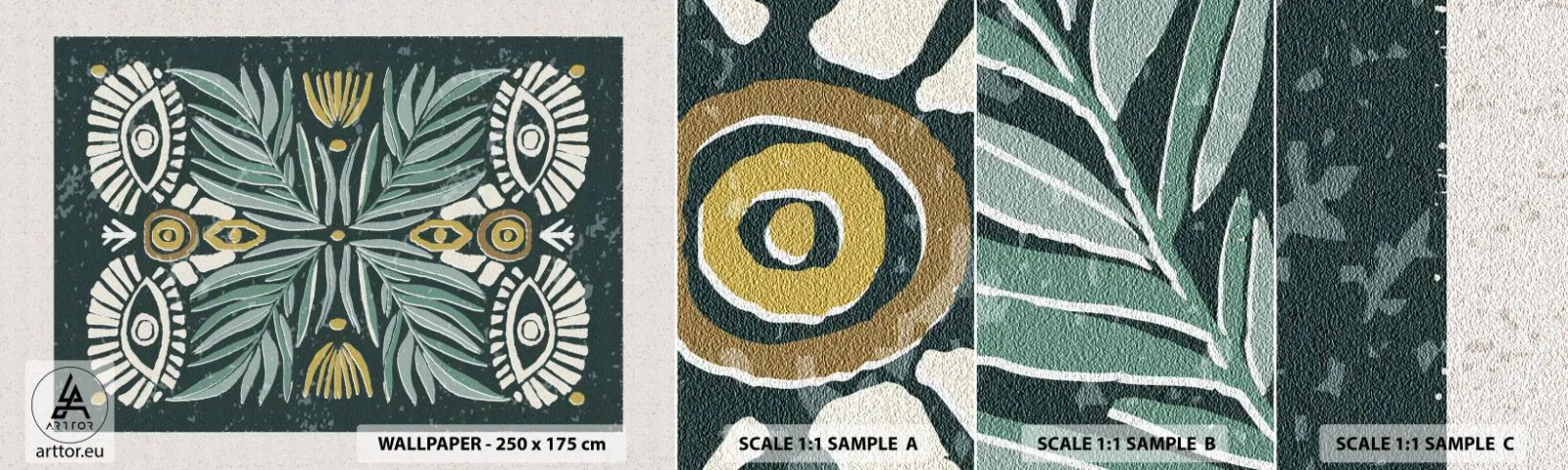 Campione Di Fotomurale Standard Eco - Geometrie di arte popolare - Boho, Modello, Botanica - 100x30 cm