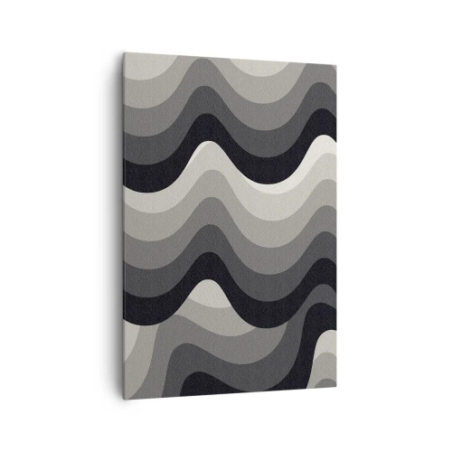 Quadro su tela - Stampe su Tela - Motivi ondulati in bianco e nero in tonalità di grigio - 70x100cm - Un'onda dopo l'altra - Decorazione murale moderna per soggiorno e camera da letto ARTTOR