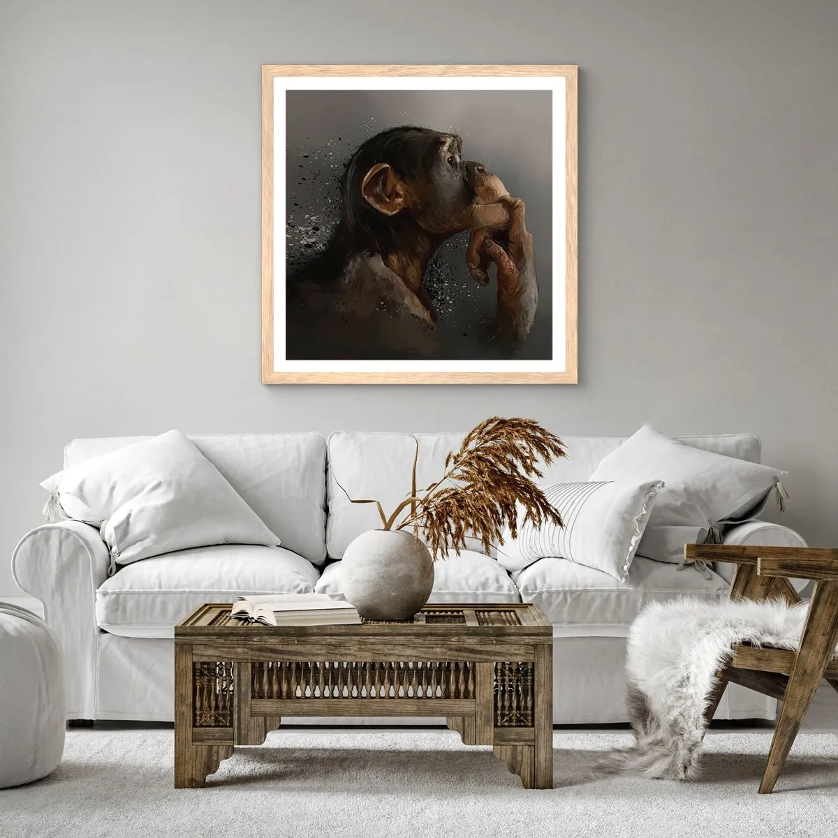 Poster in cornice rovere chiaro - Sicuramente un pensatore - 40x40 cm