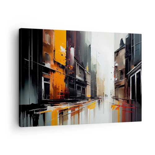 Quadro su tela - Stampe su Tela - Vista astratta di una strada cittadina sotto la pioggia - 70x50cm - Un giorno di pioggia - Decorazione murale moderna per soggiorno e camera da letto ARTTOR