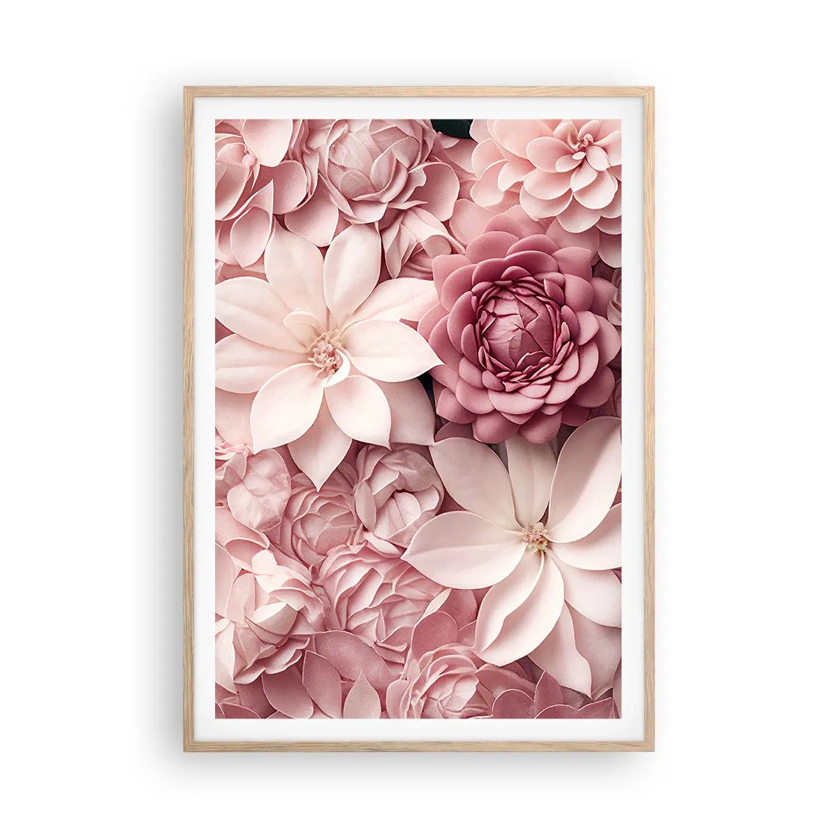 Poster in cornice rovere chiaro - Nei petali di rosa - 70x100 cm