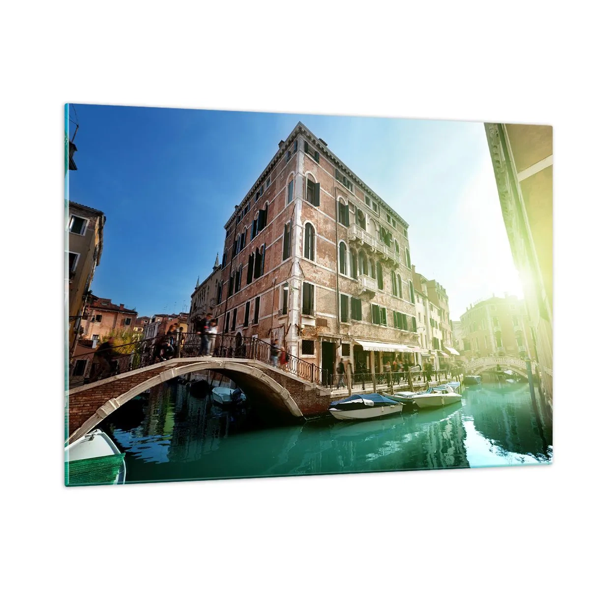 Quadro su vetro - Venezia con canale, ponte ed edifici storici - 120x80cm - Venezia, Amore Mio - Decorazione murale moderna per soggiorno e camera da letto ARTTOR