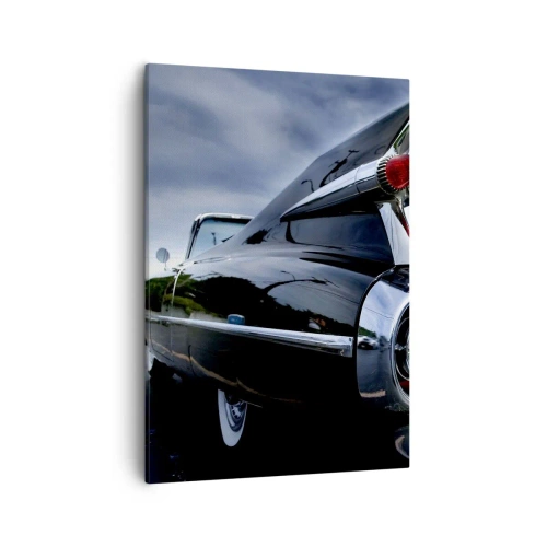 Quadro su tela - Stampe su Tela - Un'auto retrò classica con cromature lucide e pinne - 50x70cm - Proprio per questo è bella! - Decorazione murale moderna per soggiorno e camera da letto ARTTOR