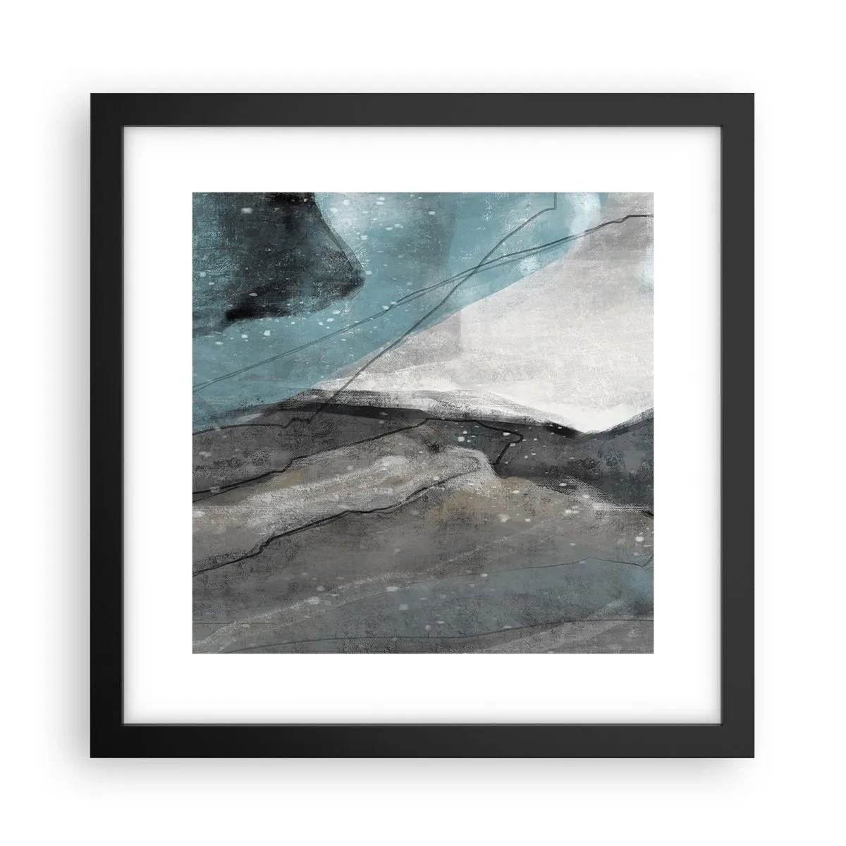 Poster in cornice nera - Astrazione: rocce e ghiaccio - 30x30 cm