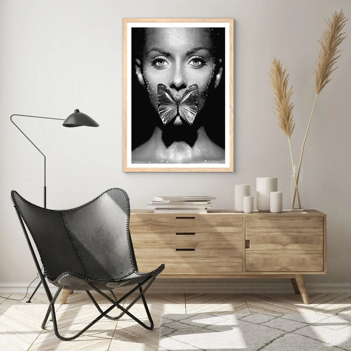 Poster in cornice rovere chiaro - Il bacio delle farfalle - 40x50 cm