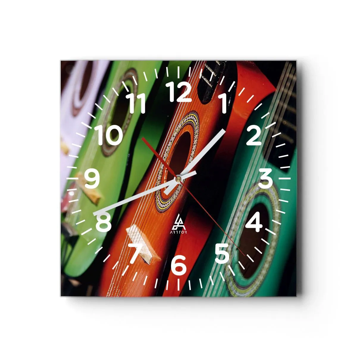 Orologio da parete - Orologio in Vetro - La chitarra ha molti colori - 40x40 cm