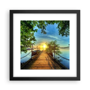 Poster in cornice nera - Tramonto sul lago - 30x30 cm