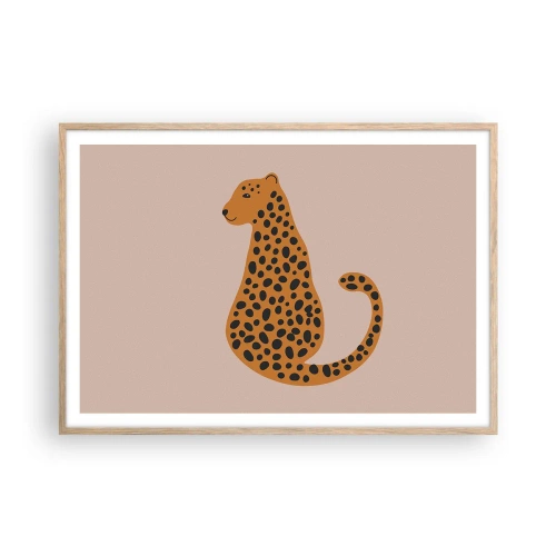 Poster in cornice rovere chiaro - Il leopardo è un motivo di moda - 100x70 cm