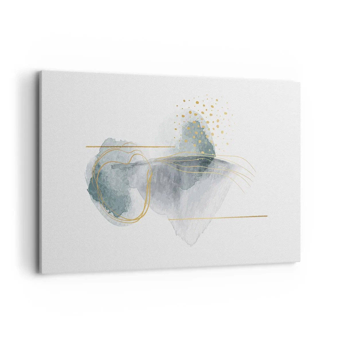 Quadro su tela - Stampe su Tela - Una composizione astratta nei toni del turchese e dell'oro. - 120x80cm - Sui legami del grigio e dell'oro - Decorazione murale moderna per soggiorno e camera da letto ARTTOR