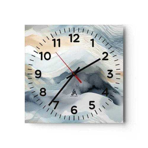 Orologio da parete - Orologio in Vetro - Astrazione nevosa e nebbiosa - 30x30 cm
