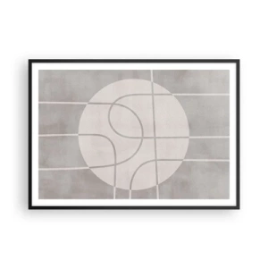 Poster in cornice nera - Motivo geometrico nei toni del grigio e del bianco - 100x70cm - Tondo e dritto - Decorazione murale moderna per soggiorno e camera da letto ARTTOR