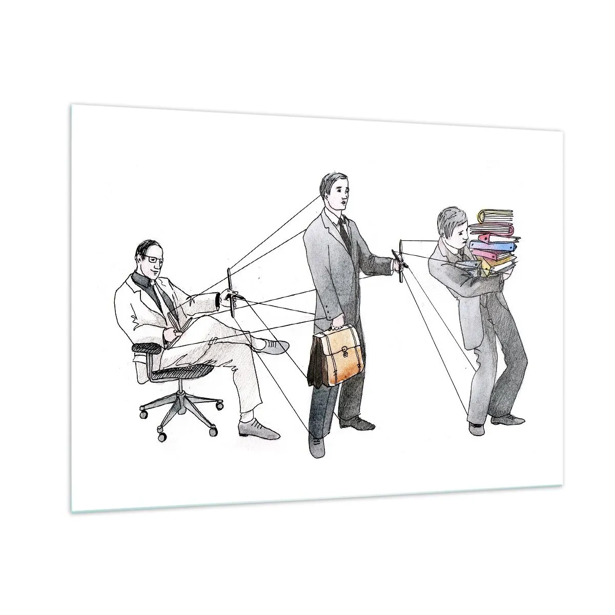 Quadro su vetro - Illustrazione della gerarchia del lavoro d'ufficio - 100x70cm - Ognuno ha il suo padrone - Decorazione murale moderna per soggiorno e camera da letto ARTTOR