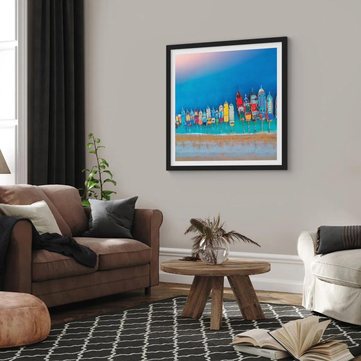 Poster in cornice nera - A volo d'uccello - 60x60 cm