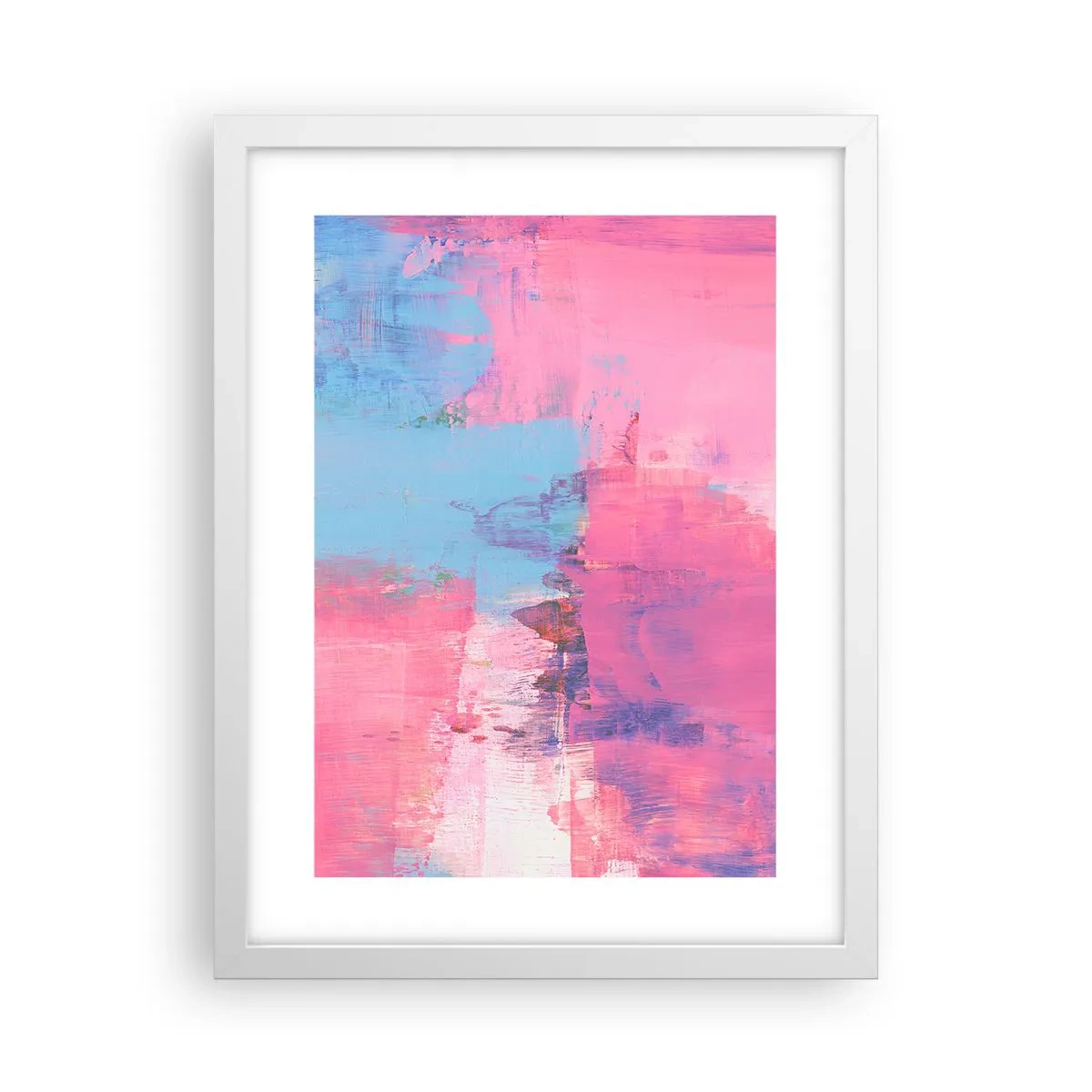 Poster in cornice bianca - Rosa, blu e un pizzico di luce - 30x40 cm