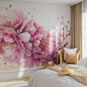 Fotomurali Premium Canvas - Fiore di ciliegio - Fioritura, Fiore, Acquerello - 350x256 cm