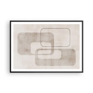 Poster in cornice nera - Una composizione minimalista con rettangoli nelle tonalità del beige su uno sfondo discreto. - 100x70cm - Giunti geometrici - Decorazione murale moderna per soggiorno e camera da letto ARTTOR