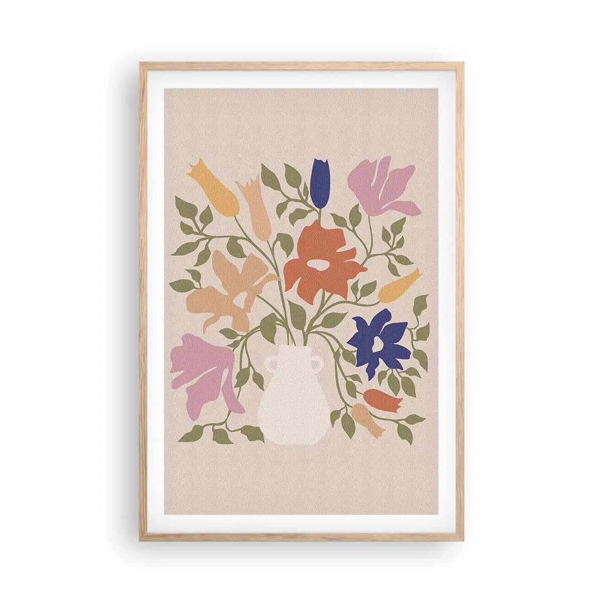 Poster in cornice rovere chiaro - Bouquet delicato - 61x91 cm