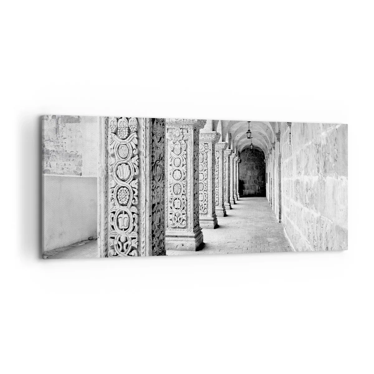 Quadro su tela - Stampe su Tela - Colonne storiche in uno scatto monocromatico - 120x50cm - Dove porterà? - Decorazione murale moderna per soggiorno e camera da letto ARTTOR