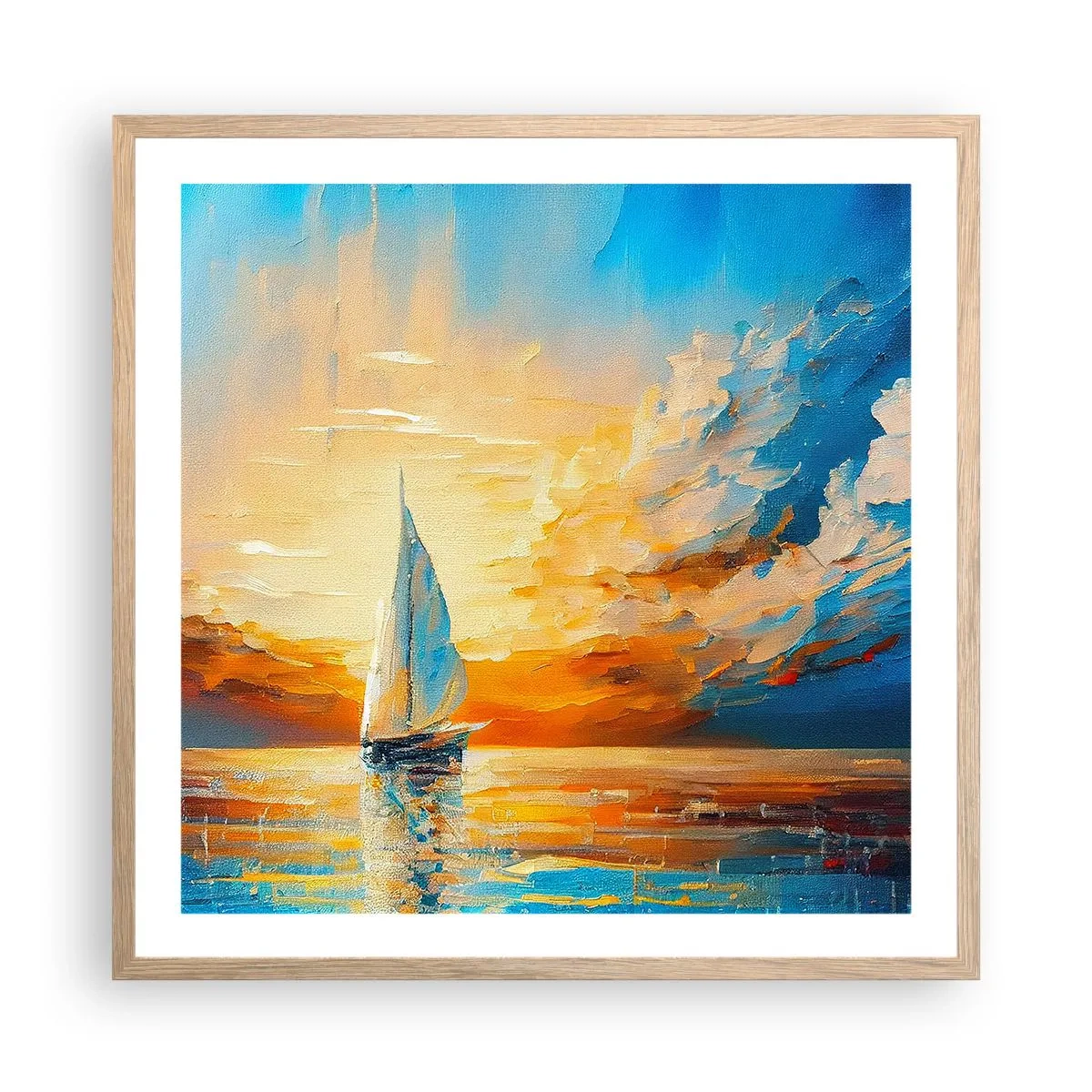 Poster in cornice rovere chiaro - Navigando nell'oro - 60x60 cm