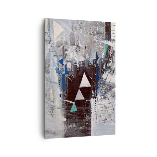 Quadro su tela - Stampe su Tela - Composizione astratta con triangoli e motivi geometrici - 80x120cm - L'ordine superiore dei triangoli - Decorazione murale moderna per soggiorno e camera da letto ARTTOR