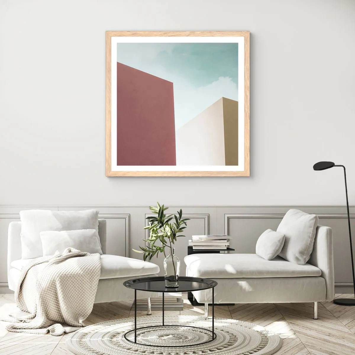 Poster in cornice rovere chiaro - Geometria di un'estate assolata - 60x60 cm
