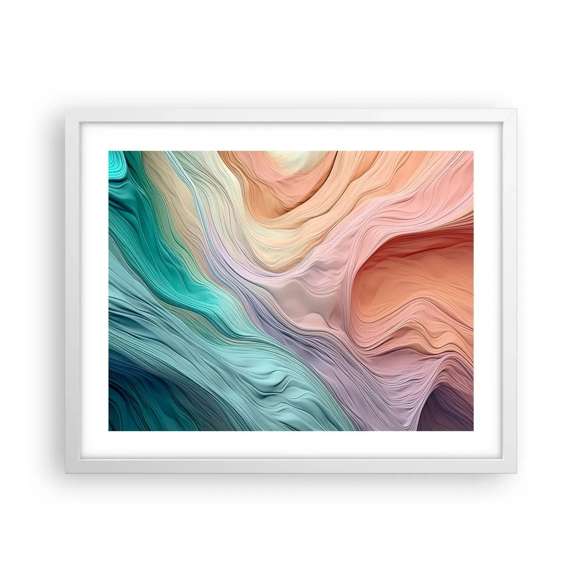 Poster in cornice bianca - Onda arcobaleno - 50x40 cm
