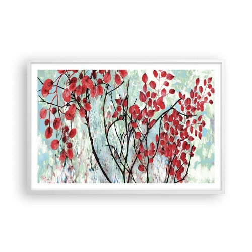 Poster in cornice bianca - Albero in scarlatto - 91x61 cm