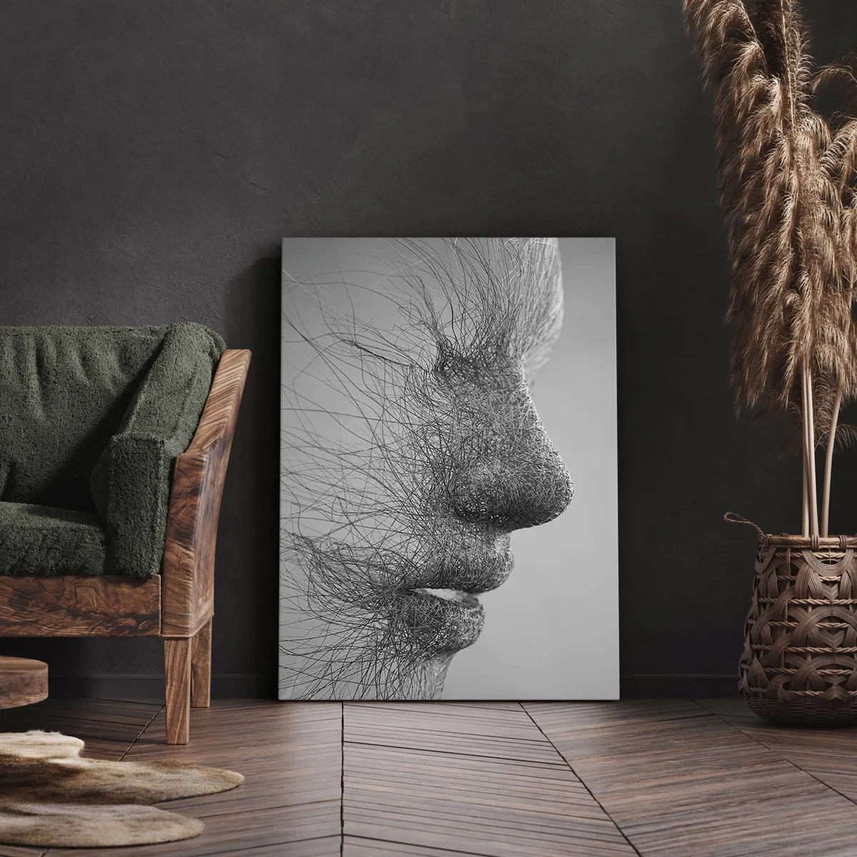 Quadro su tela - Stampe su Tela - Profilo facciale artistico creato con linee delicate - 50x70cm - Lo spirito del vento - Decorazione murale moderna per soggiorno e camera da letto ARTTOR