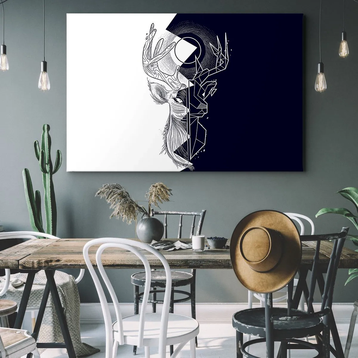 Quadro su tela - Stampe su Tela - Geometria e natura in una composizione simbolica - 100x70cm - Lotta e unità degli opposti - Decorazione murale moderna per soggiorno e camera da letto ARTTOR