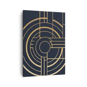 Quadro su tela - Stampe su Tela - Motivo geometrico con linee dorate - 50x70cm - Il giro delle cose - Decorazione murale moderna per soggiorno e camera da letto ARTTOR