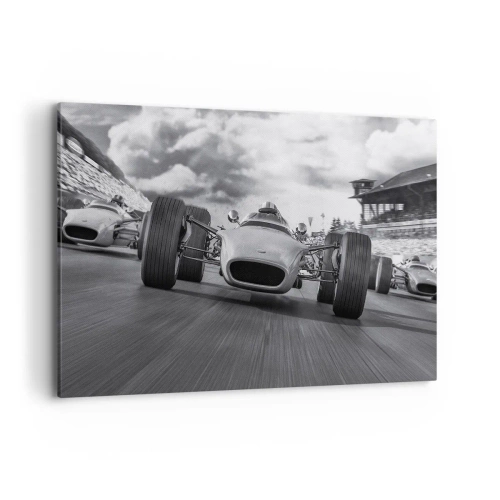 Quadro su tela - Stampe su Tela - Gara di auto d'epoca in movimento - 120x80cm - C'è la forza! - Decorazione murale moderna per soggiorno e camera da letto ARTTOR