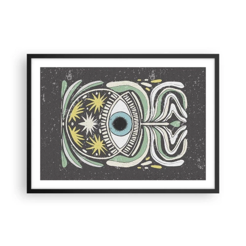 Poster in cornice nera - Un occhio simbolico circondato da motivi astratti - 70x50cm - Rituali tribali - Decorazione murale moderna per soggiorno e camera da letto ARTTOR
