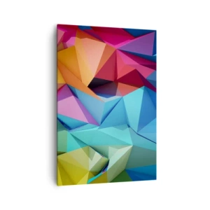 Quadro su tela - Stampe su Tela - Astrazione geometrica colorata in colori vivaci - 70x100cm - Origami arcobaleno - Decorazione murale moderna per soggiorno e camera da letto ARTTOR