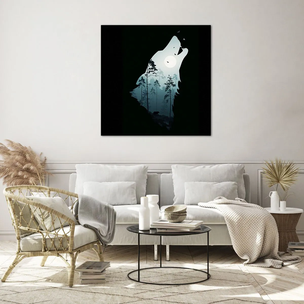 Quadro su vetro - Voce di una notte boschiva - 60x60 cm