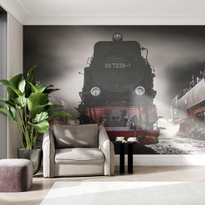 Fotomurali Autoadesivo Deluxe Sticker - Ansima, sbuffa e soffia - Locomotiva a vapore, Stazione ferroviaria, Settore automobilistico - 300x210 cm