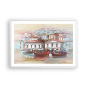 Poster in cornice bianca - Cittadina felice - 70x50 cm