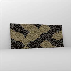 Quadro su vetro - Motivo Art Déco con semicerchi e linee dorate - 120x50cm - Unità nella molteplicità - Decorazione murale moderna per soggiorno e camera da letto ARTTOR