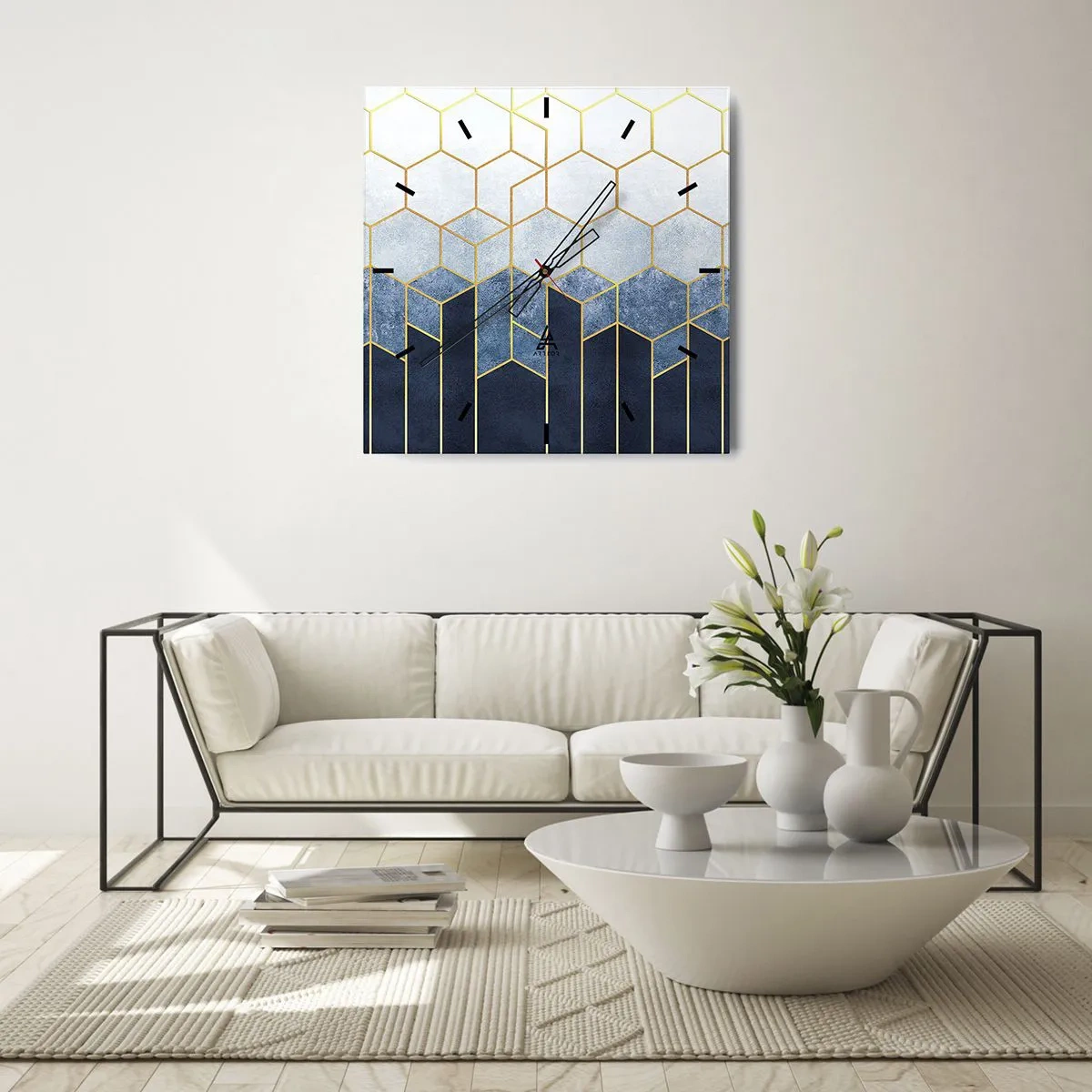 Orologio da parete - Orologio in Vetro - Composizione a ritmo sincopato - 40x40 cm