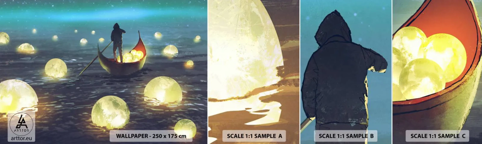 Campione Di Fotomurale Standard Eco - Cose che neanche i filosofi hanno sognato - Astrazione, Fantasia, Barca - 100x30 cm