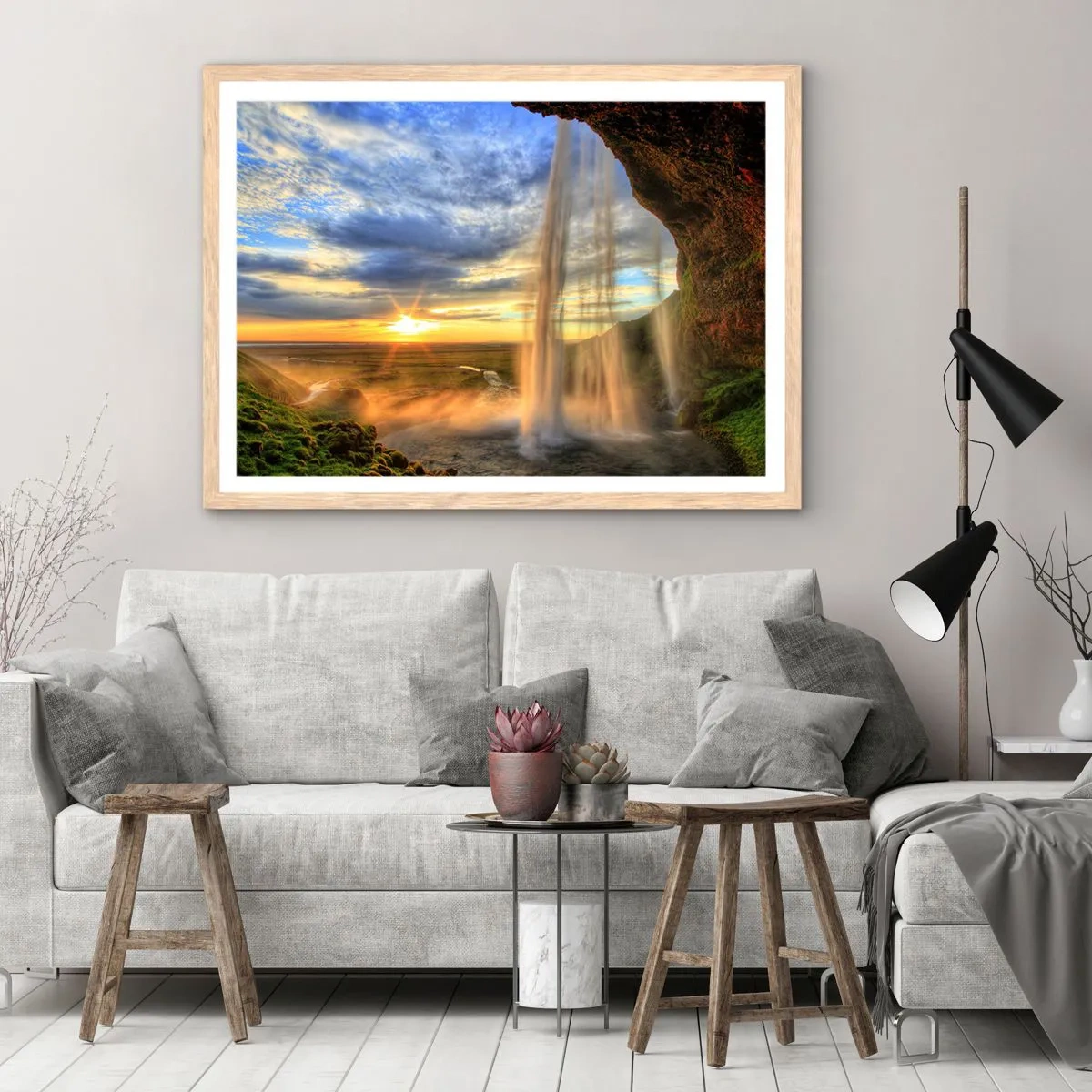 Poster in cornice rovere chiaro - Il mondo dietro una tenda di gocce - 40x30 cm