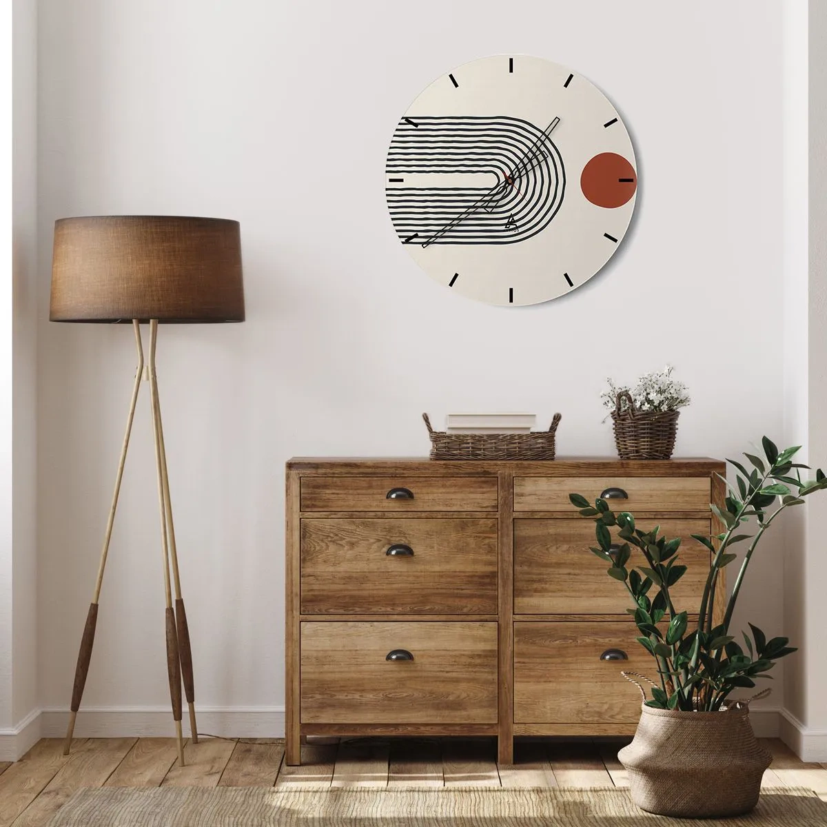 Orologio da parete - Orologio in Vetro - Magnetismo di forme e colori - 40x40 cm